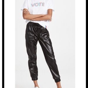 Blank Black Faux Leather Joggers